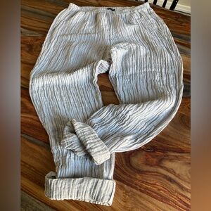 Grizas crinkled silk and linen trousers